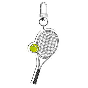 Porte-clés d'une raquette de tennis Challengers version blanche